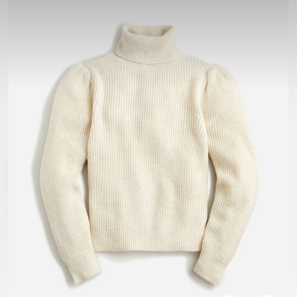 Jcrew Cropped puff-sleeve turtleneck sweater